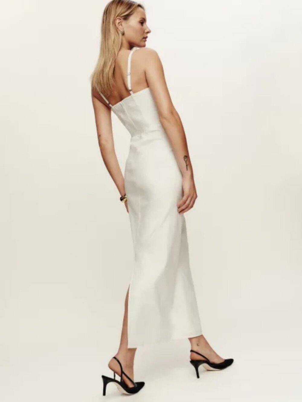 NWOT Reformation Stormi Dress in White Sleeveless Cotton Maxi Size 4 - Picture 4 of 6